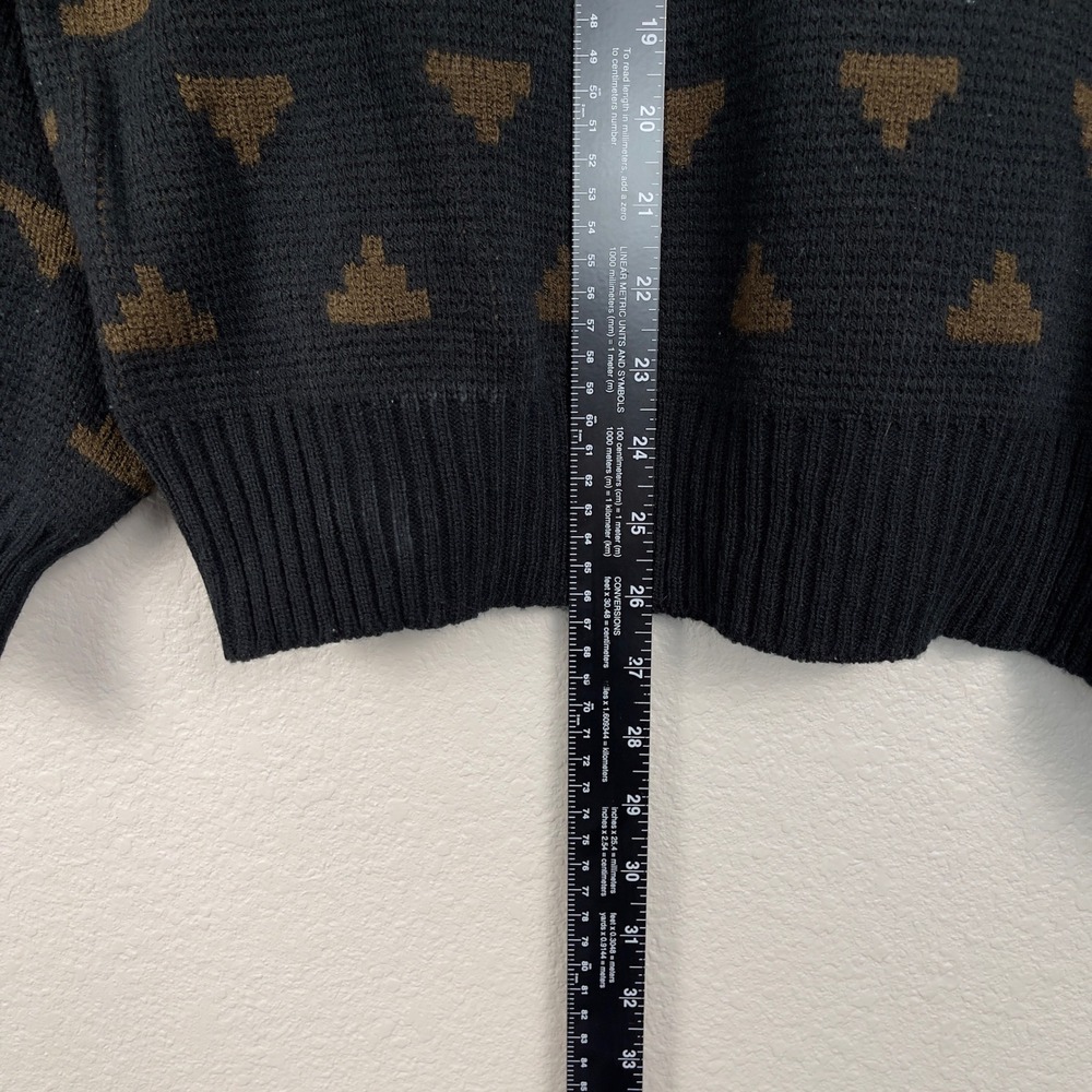 Vintage Cosi L'Uomo Grandpa Cosby Sweater Geometric Mock Neck Large Black Brown - Picture 8 of 9
